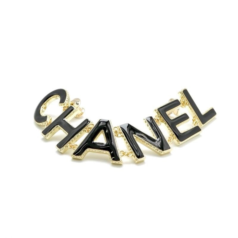 Chanel Brooch Corsage Gold Black Pin Logo — view 2