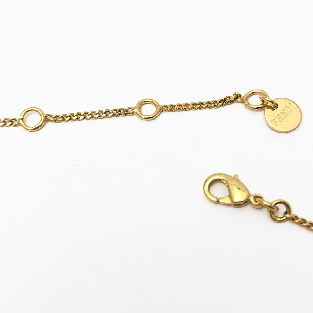 Fendi Logo Necklace Graffiti Zircon Gold — view 5
