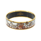 Hermes Enamel GM Bangle Bracelet Multi Color Gold Email GM