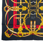 Hermes Scarf Silk Carre 90 Grand Manege Detail Black — view 4