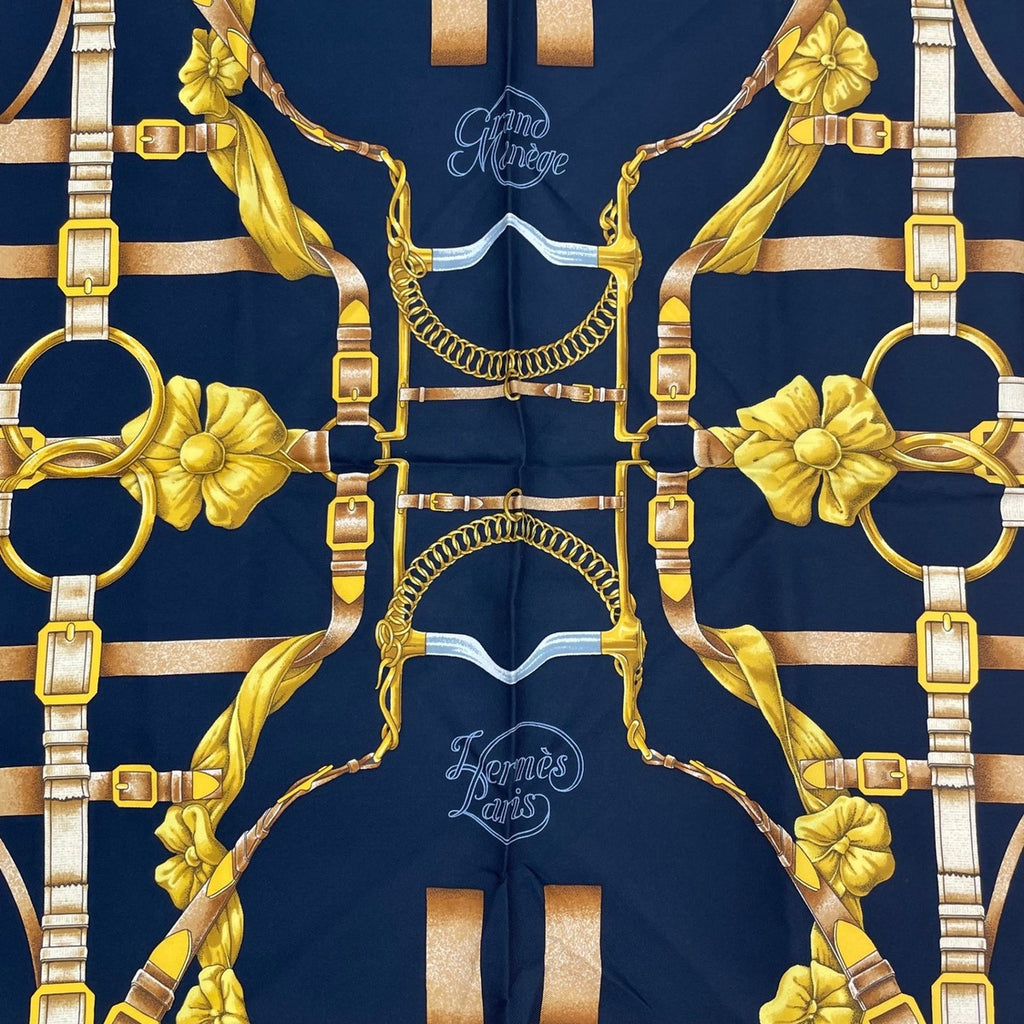 Hermes Scarf Silk Carre 90 Grand Manege Detail Black — view 6