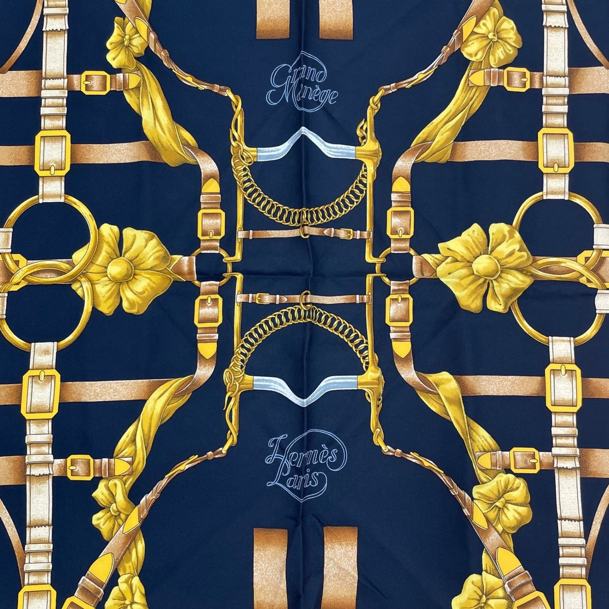 Hermes Scarf Silk Carre 90 Grand Manege Detail Black — view 6