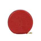 Chanel Jewelry Case Box Accessory Pouch Caviar Leather Red Vintage