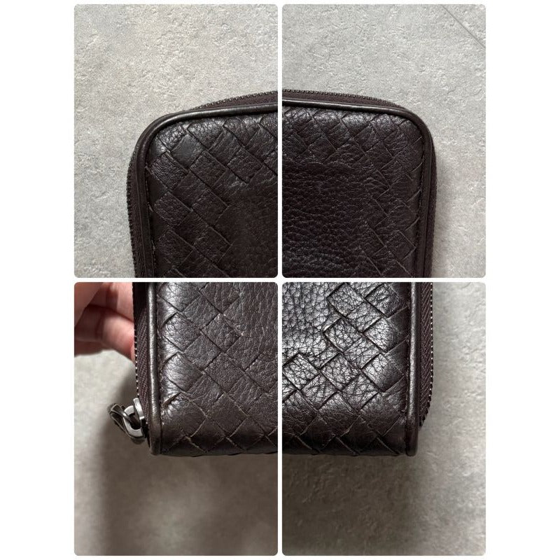 Bottega Veneta Intrecciato Round Zipper Long Wallet in Grained Leather Dark — view 3