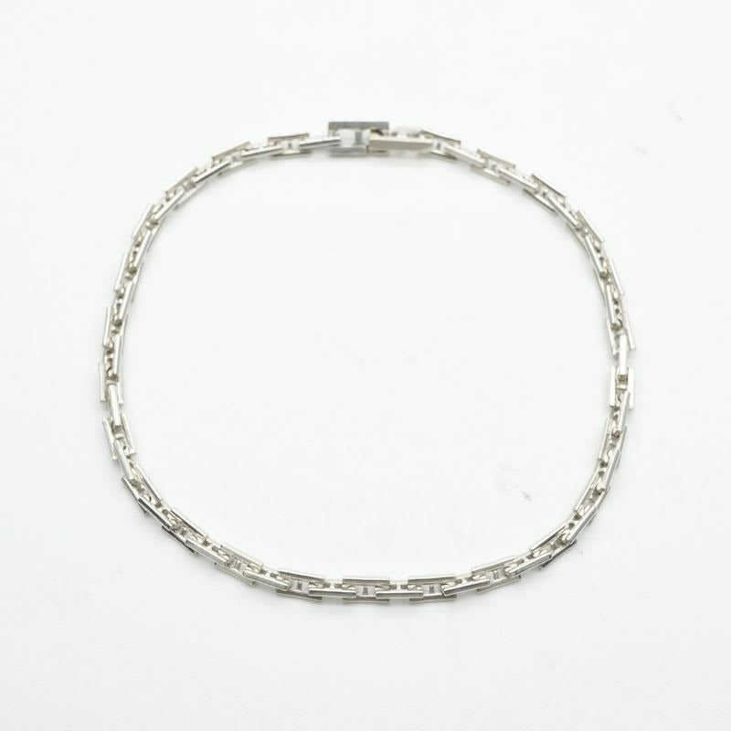 Hermes 18 Cles PM Bracelet Bangle Cuff AG 925 Silver H Logo