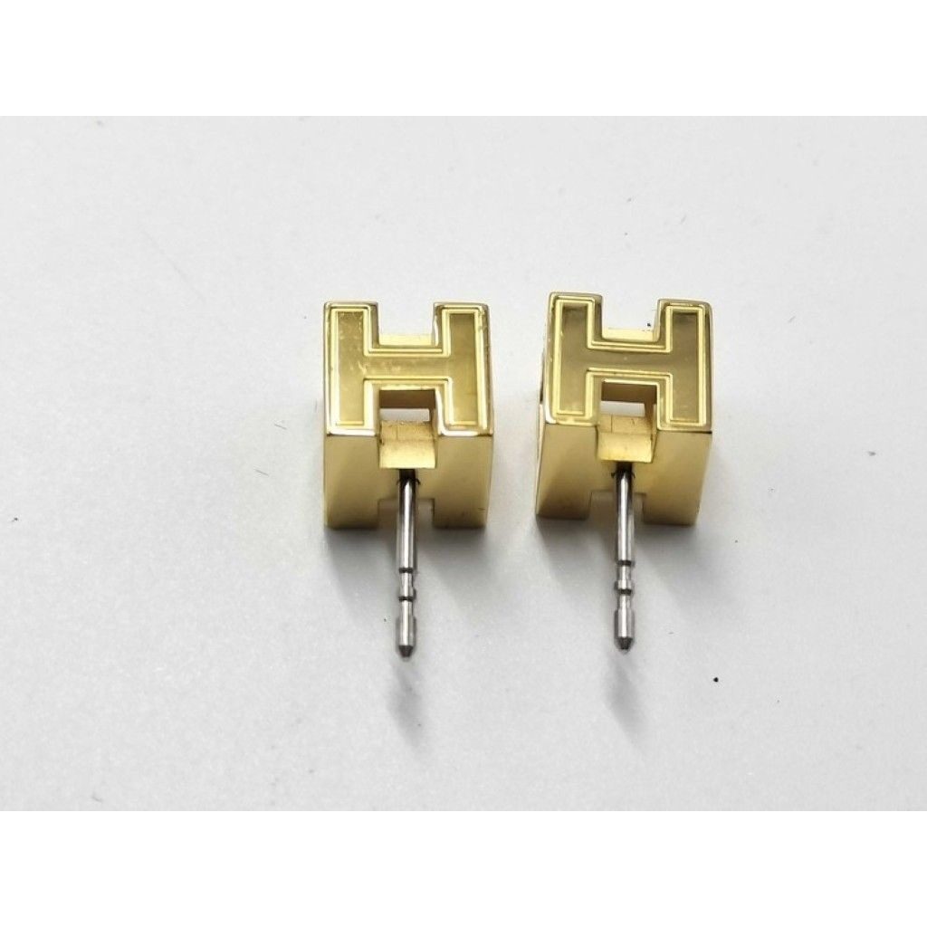 Hermes Earrings Cage Ash Cube White Gold Metal — view 4