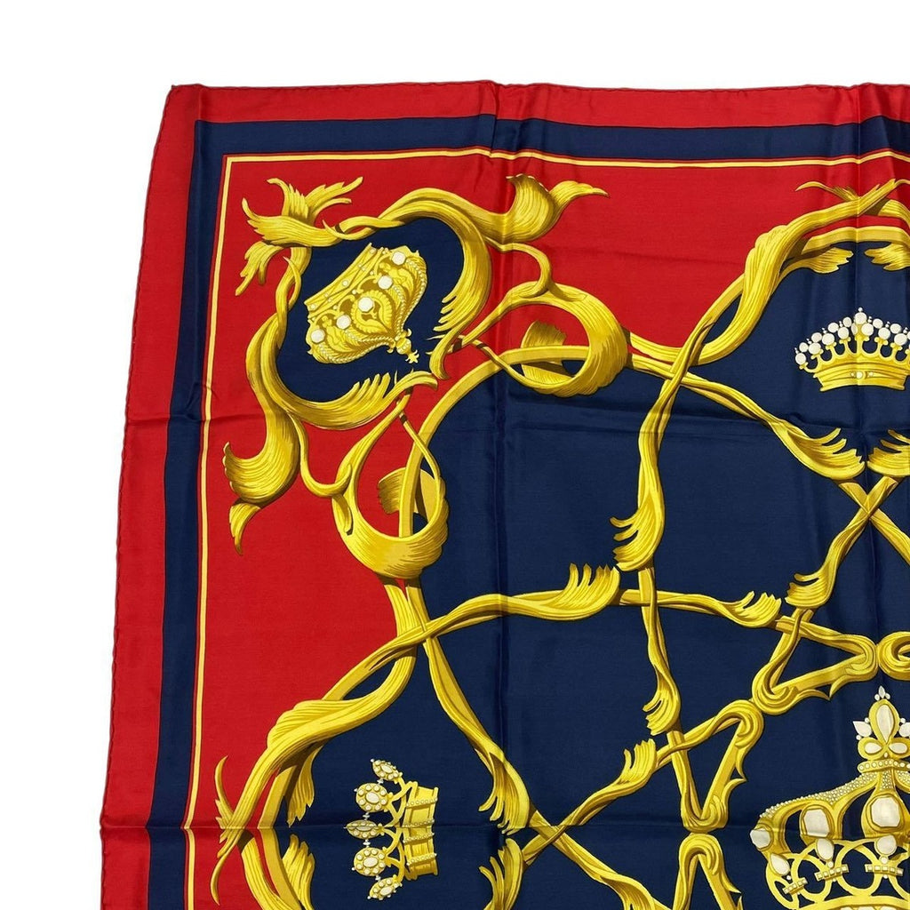 Hermes Scarf Carre 90 Silk Couronnes Crown Red — view 2