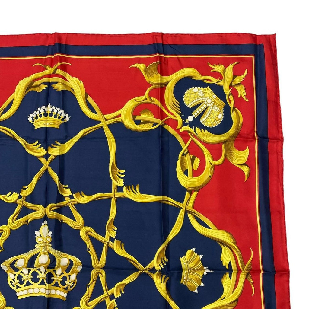 Hermes Scarf Carre 90 Silk Couronnes Crown Red — view 3