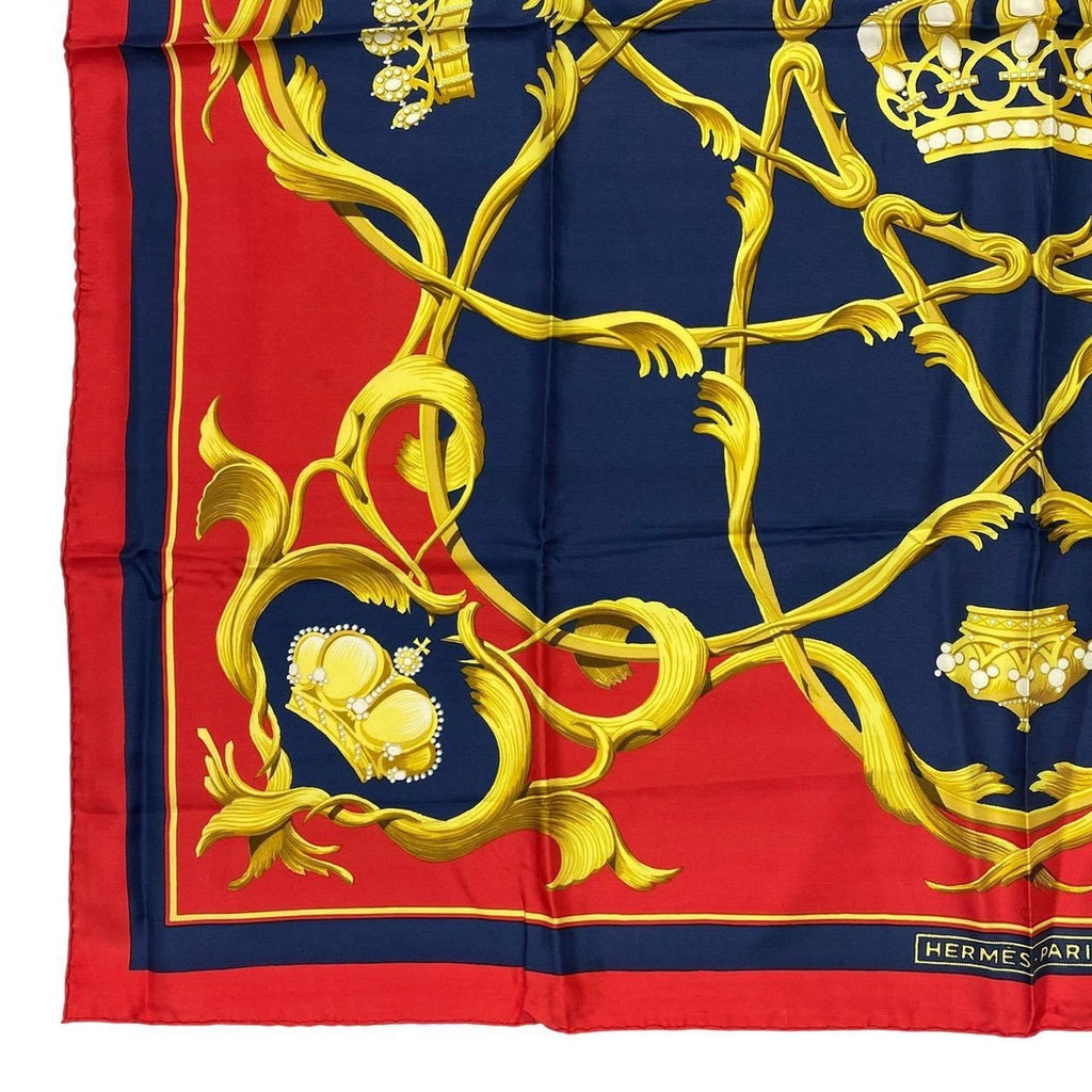 Hermes Scarf Carre 90 Silk Couronnes Crown Red — view 4