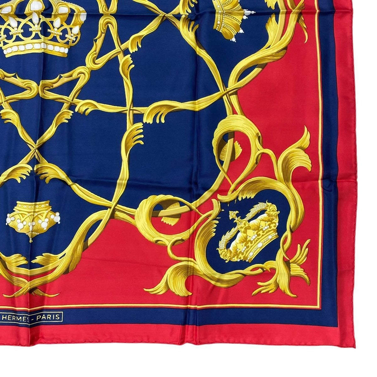 Hermes Scarf Carre 90 Silk Couronnes Crown Red — view 5
