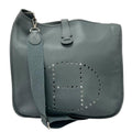 Hermes Evelyne 3 TGM Taurillon Clemence Leather Blue Shoulder Bag Silver