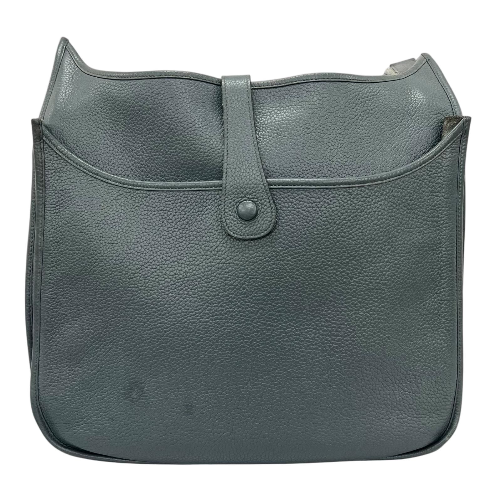 Hermes Evelyne 3 TGM Taurillon Clemence Leather Blue Shoulder Bag Silver — view 2