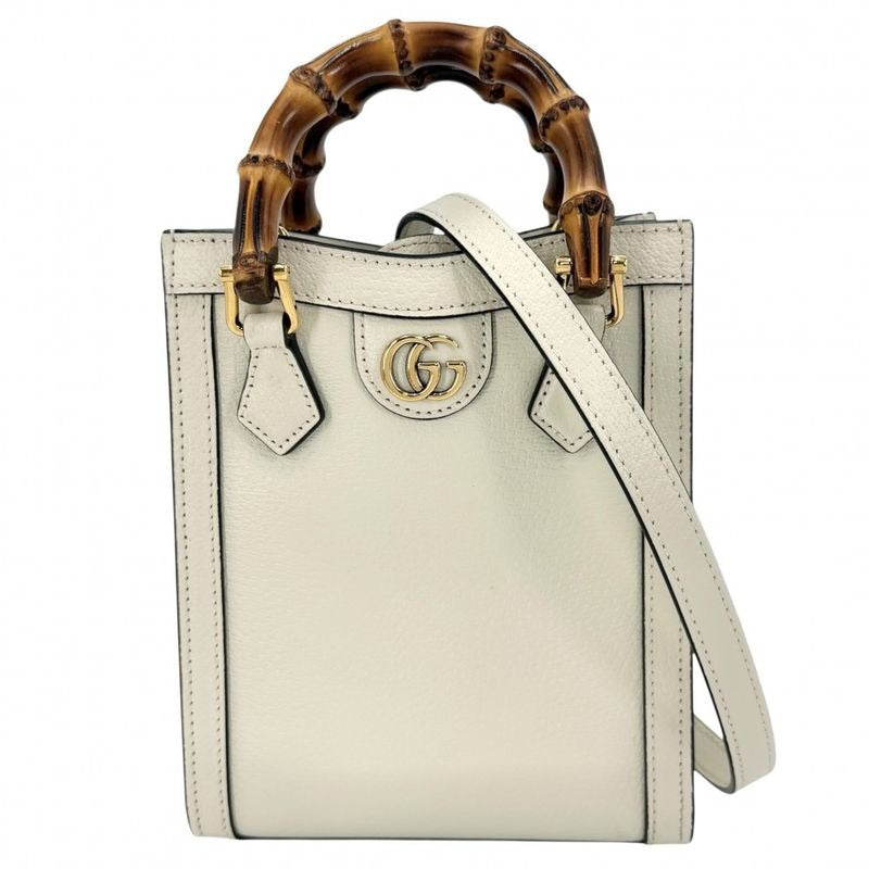 Gucci 3-Way Bamboo Diana Mini Tote Bag Handbag Shoulder Crossbody GG