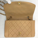Chanel Diana CC Logo Quilted Lambskin Turnlock Chain Shoulder Bag Beige — view 7