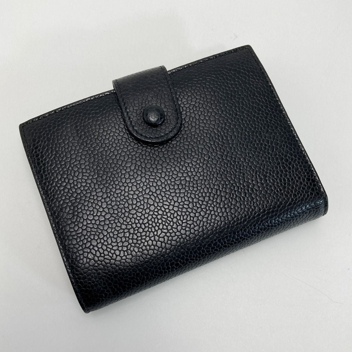 Chanel Coco Mark Clasp Bifold Wallet Black Caviar Leather — view 2
