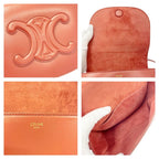 Celine Leather Folco Cuir Triomphe Shoulder Bag Lipstick — view 8