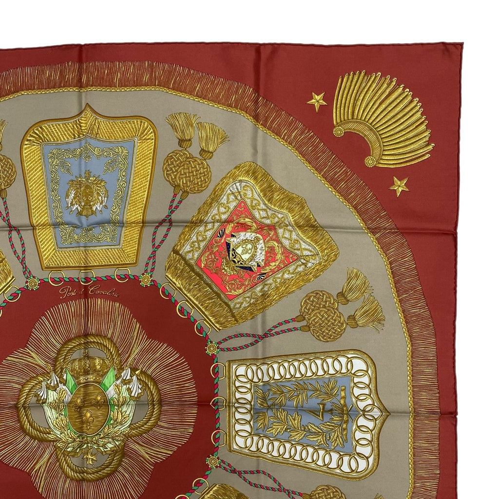 Hermes Carre 90 Scarf Silk Saber Decorative Bag Poste Et Cavalerie Red — view 3