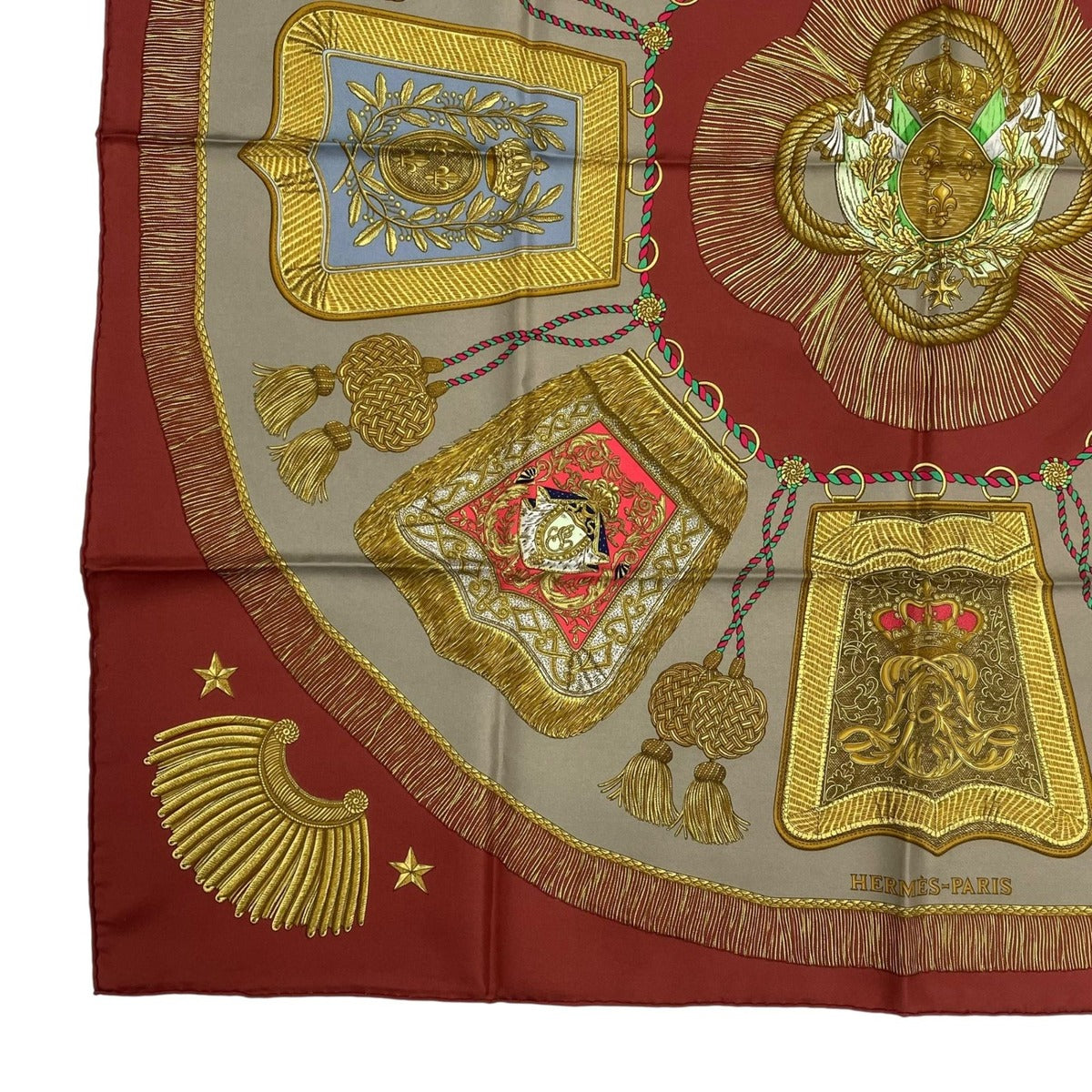 Hermes Carre 90 Scarf Silk Saber Decorative Bag Poste Et Cavalerie Red — view 4