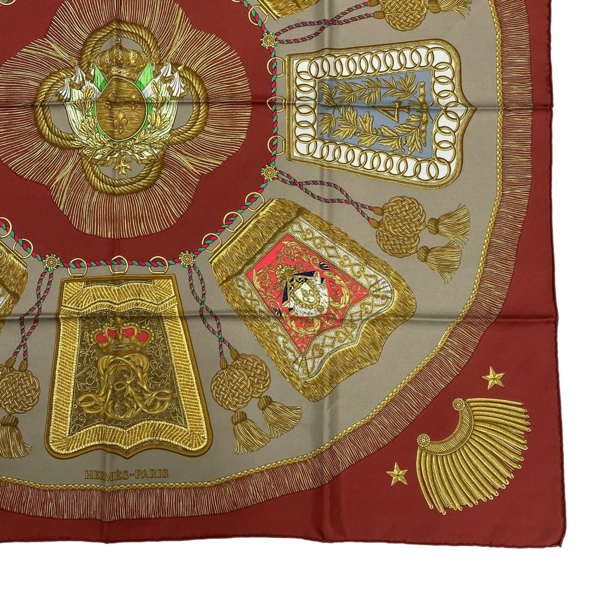 Hermes Carre 90 Scarf Silk Saber Decorative Bag Poste Et Cavalerie Red — view 5