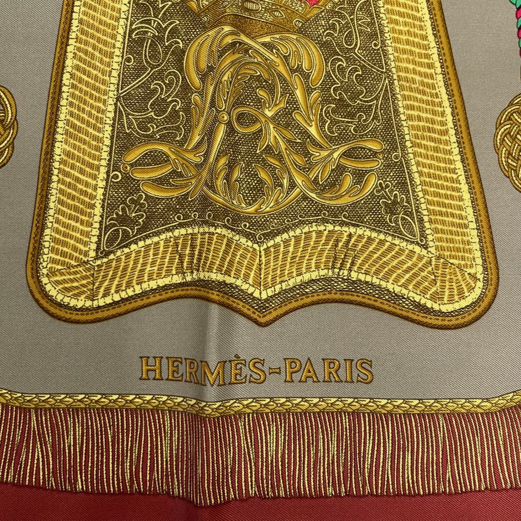 Hermes Carre 90 Scarf Silk Saber Decorative Bag Poste Et Cavalerie Red — view 6