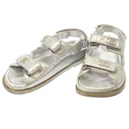 Chanel Footbed Coco Mark Sandals 0 Silver Grayish 36