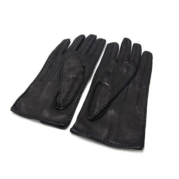 Hermes Lambskin Gloves Winter Gear Size 7 1/2 Black Fr2055 — view 2