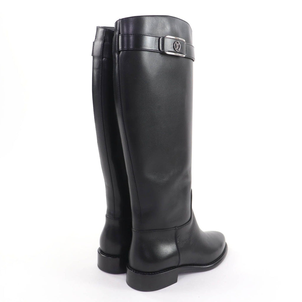 Louis Vuitton West Side Line LV Logo Leather Long Boots Black 36 — view 2
