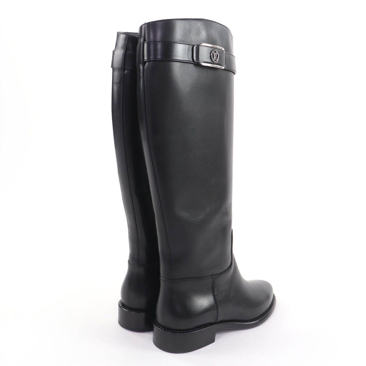 Louis Vuitton West Side Line LV Logo Leather Long Boots Black 36 — view 2