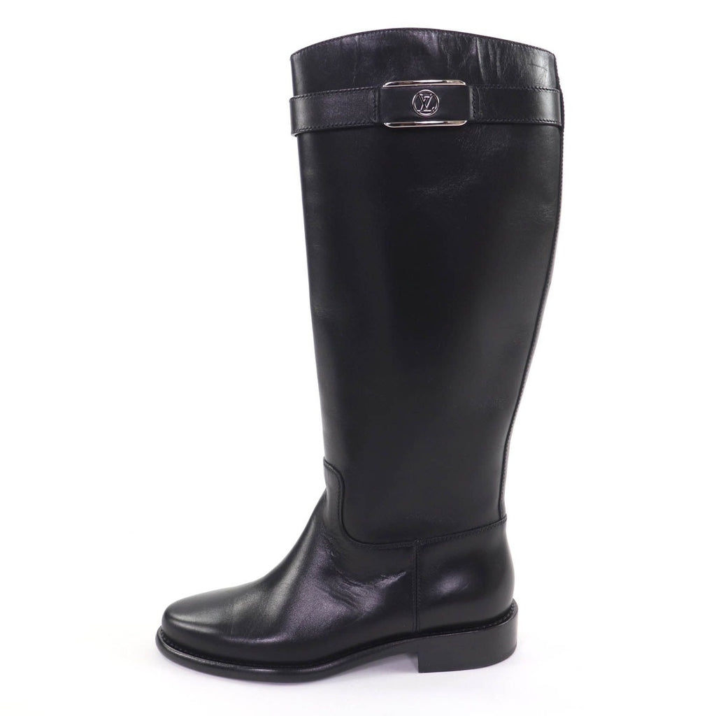 Louis Vuitton West Side Line LV Logo Leather Long Boots Black 36 — view 4