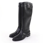 Louis Vuitton West Side Line LV Logo Leather Long Boots Black 36