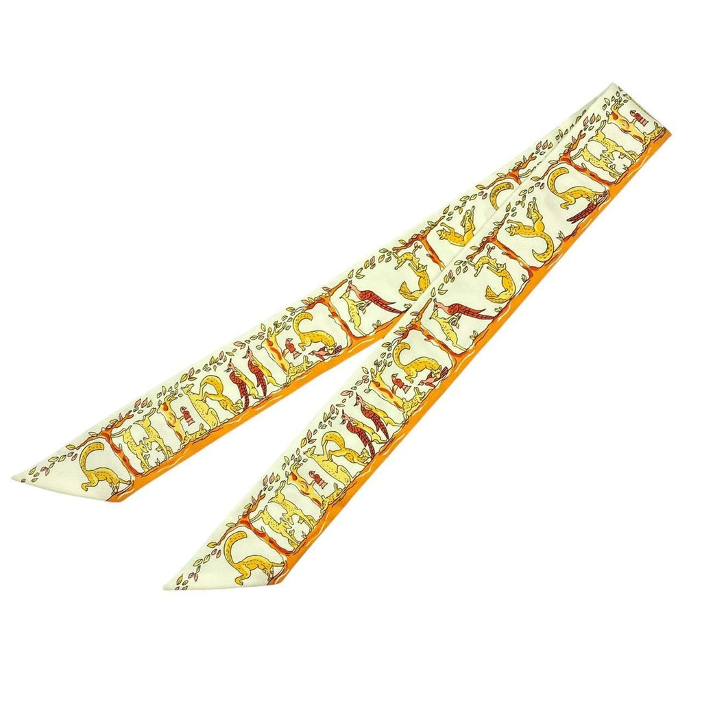 Hermes Twilly Scarf Silk Willy Alphabet 3 Forest Animals — view 2