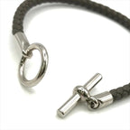 Hermes Glenan Leather Bra Calf Silver Gray Bangle Bracelet — view 6