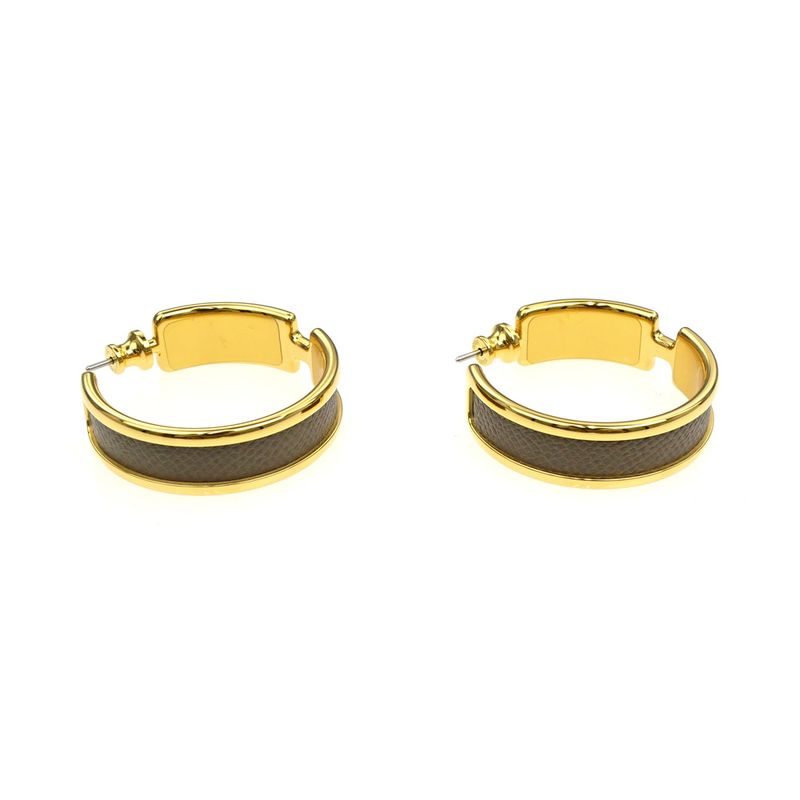 Hermes Earrings Olympe Etoupe Gold Hardware Brown Pair Of Accessories — view 5