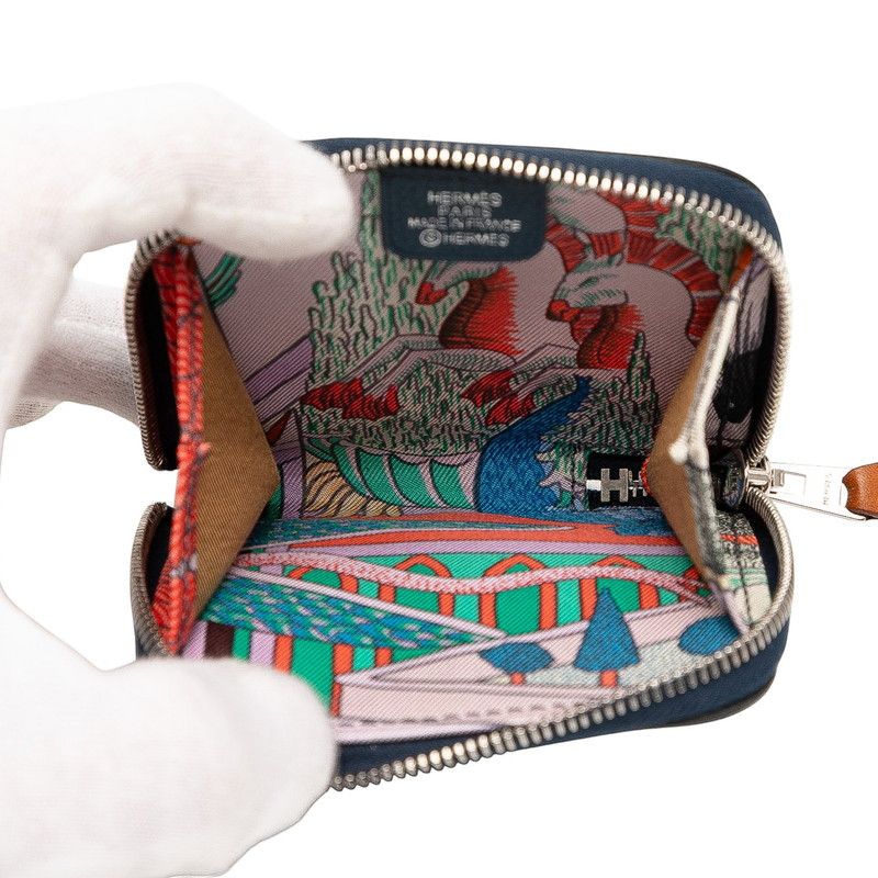 Hermes Azap Silk Quinn Compact Navy Silver Hardware Evercolor — view 4