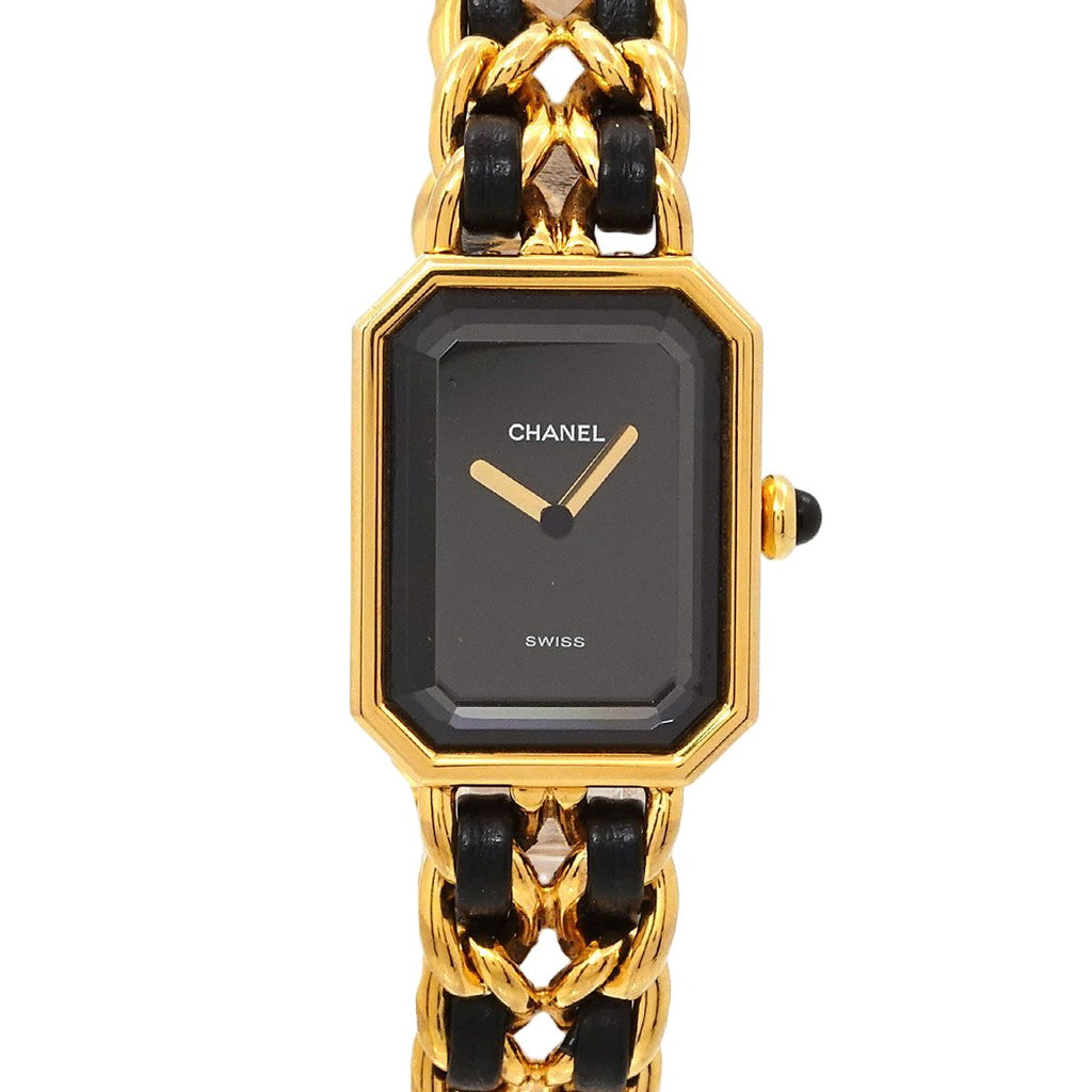 Chanel Premiere L Vintage Watch Black Gold