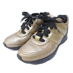 Chanel Sneakers Coco Mark Leather Cut-out Lace Up 36