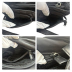 Prada Tessuto Triangle Logo Black Silver Nylon Leather Shoulder Bag — view 8