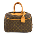 Louis Vuitton Deauville Bowling Vanity Monogram Leather Brown Light Handbag Gold