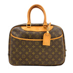 Louis Vuitton Deauville Bowling Vanity Monogram Leather Brown Light Handbag Gold