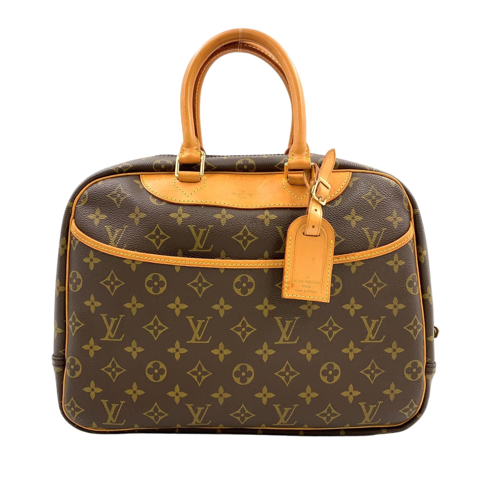 Louis Vuitton Deauville Bowling Vanity Monogram Leather Brown Light Handbag Gold