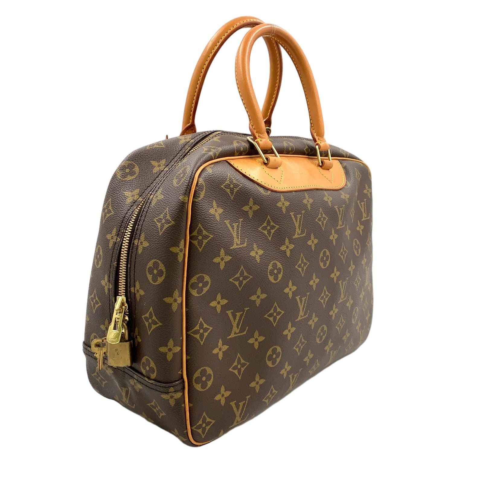 Louis Vuitton Deauville Bowling Vanity Monogram Leather Brown Light Handbag Gold — view 2
