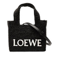 Loewe Font Tote Mini Shoulder Bag 2-Way Black Raffia Leather