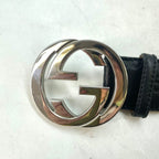 Gucci Interlocking Buckle Guccissima Leather Belt Black — view 9