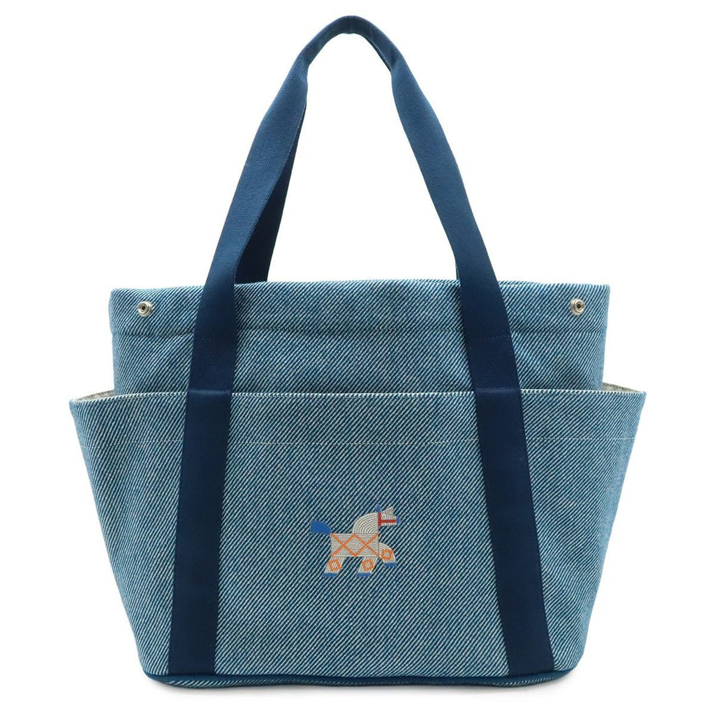 Hermes Animo Natte Mother's Tote Shoulder Bag Horse Wool Blue Pants Diaper