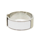 Hermes H Motif Clic Clac GM Bu Metal White Silver Stamped P Bracelet — view 3