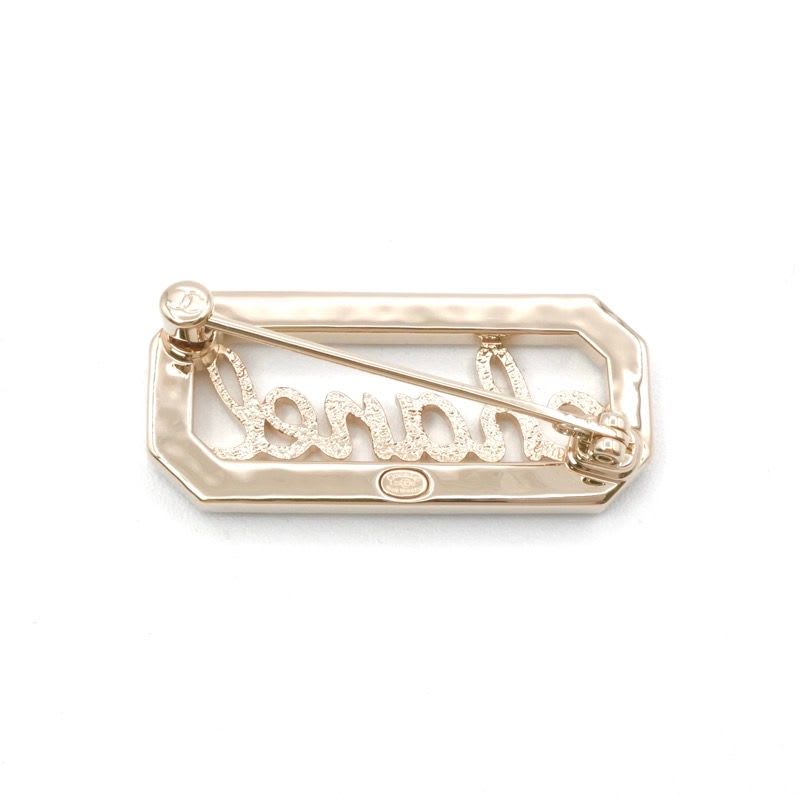 Chanel Brooch Corsage Gold Logo Rhinestone — view 4