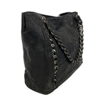 Chanel Chain Tote Leather Black Silver — view 2