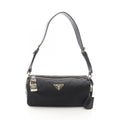 Prada Shoulder Bag Tessuto Vitello Black Nylon Leather