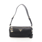 Prada Shoulder Bag Tessuto Vitello Black Nylon Leather