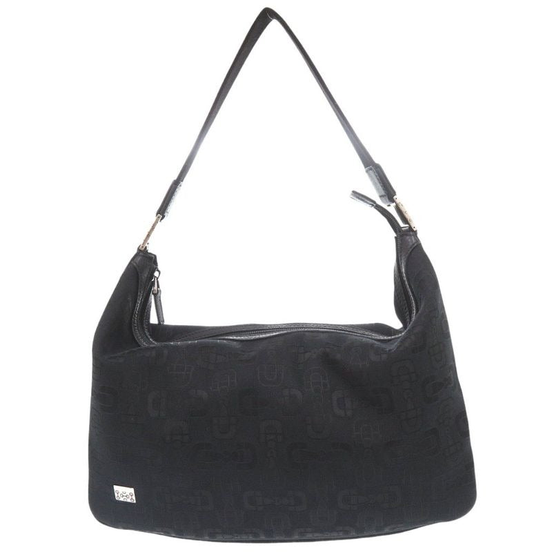 Gucci Horsebit Pattern Canvas Black Shoulder Bag 1563